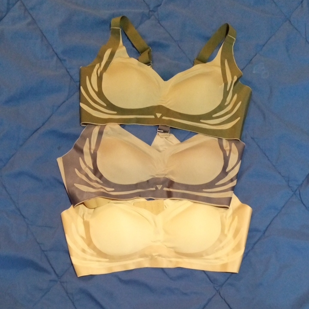 Seamless Comfort Bra Set - Green, Blue, Cream